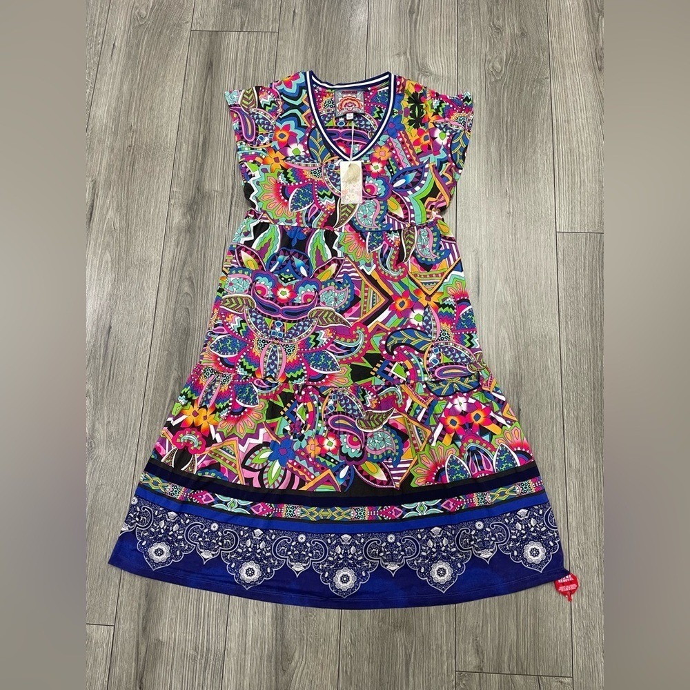 NWT JOHNNY WAS DEMARNE TIERED TEA LENGTH DRESS NWT SZ XS